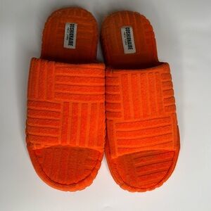 Cushionaire RSVP Cloud Terry Slippers Slides Orange Patterned Casual Size 10